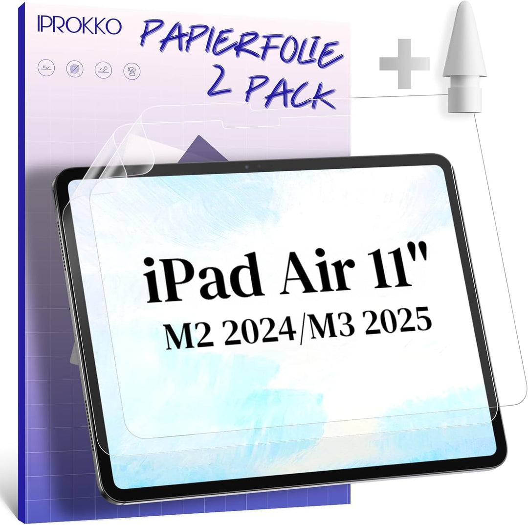 IPROKKO [2 Stück Papier Schutzfolie für iPad Air 11 Zoll M2 2024 (iPad Air 6), Like Paper Folie Matt