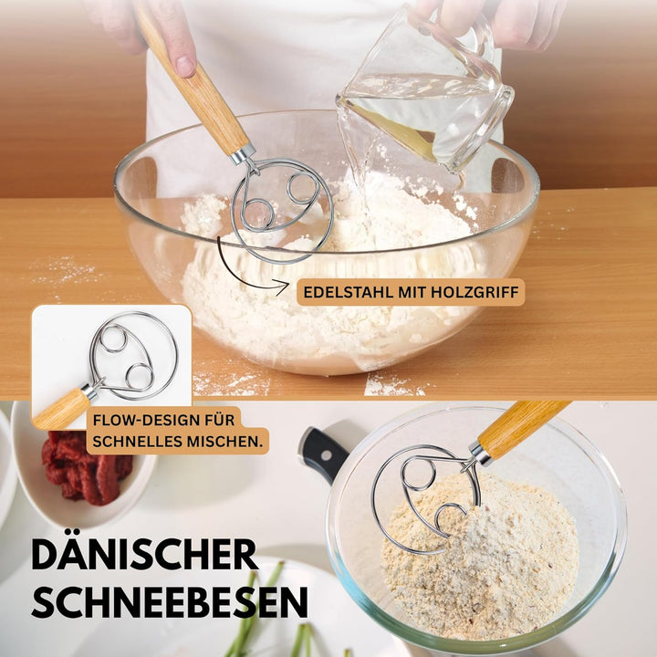 Gärkörbchen 2er-Set – Rund & Oval Gärkörbe aus 100% Rattan zum Brotbacken inkl. Brotbackzubehör: Lei