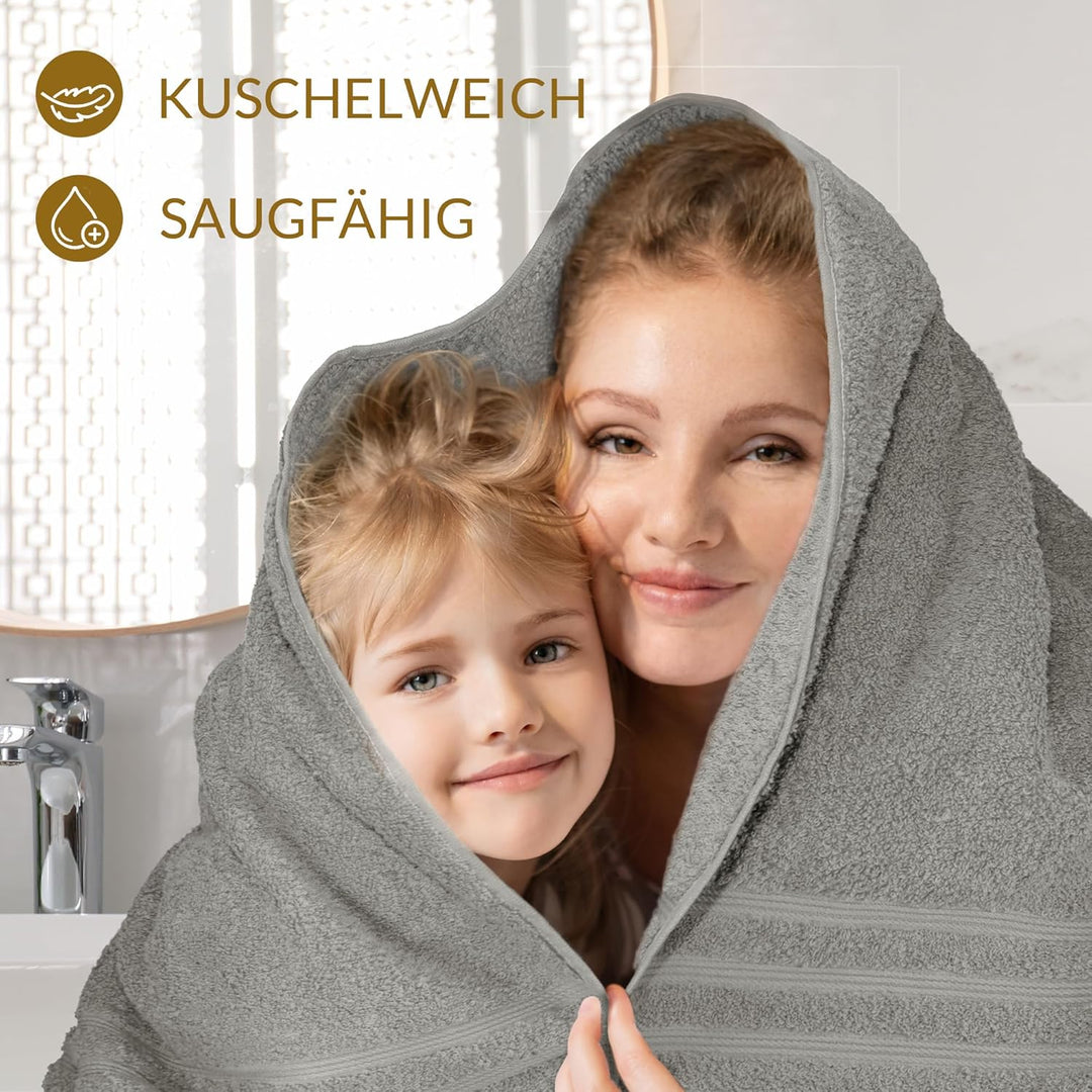 Lashuma Handtuch Set Grau - Anthrazit, London Frottee Duschtücher 70x140 cm und Handtücher 50x100 cm