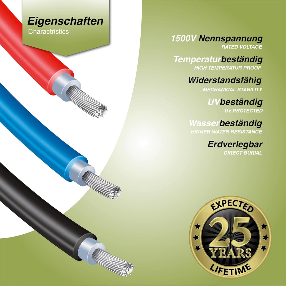 solartronics Verlängerungskabel 4mm² inkl. Solarstecker 2x5m TÜV-Zertifiziert - Solar Kabel Verlänge