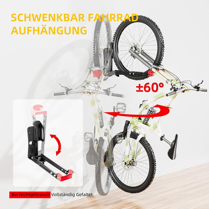 Fahrrad Wandhalterung, Wyxron Swivel Fahrradträger Wand 20-29“ Platzsparende Fahrradbügel 35kg Gewic