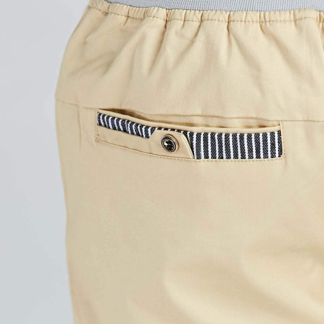 JustSun Kurze Hosen Herren Shorts Chino Baumwolle Sommer mit Tunnelzug M Khaki, M Khaki