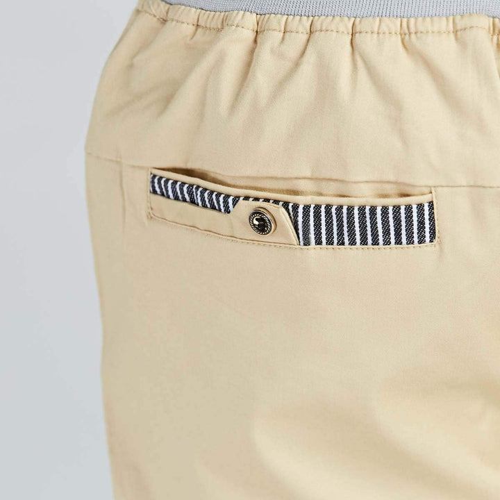 JustSun Kurze Hosen Herren Shorts Chino Baumwolle Sommer mit Tunnelzug M Khaki, M Khaki