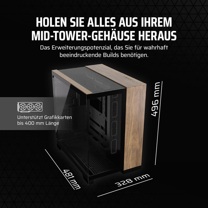 CORSAIR 6500X Mid-Tower ATX-Doppelkammer-PC-Gehäuse – Gehärtetes Panoramaglas - Umgekehrte Verbindun