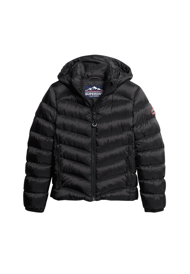 Superdry Damen Kapuzenjacke mit Fuji-Polsterung Jacke, Schwarz, 40