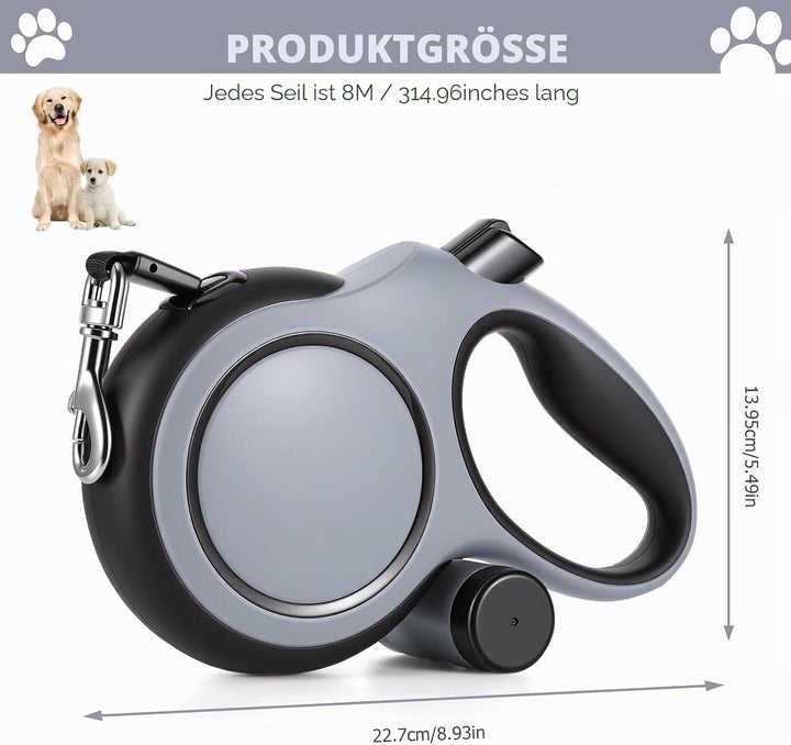 OUZHOU Einziehbare Hundeleine Flexi Leine 8m, 360° Verwicklungsfrei Hundeleine Grosse Hunde bis 50 k