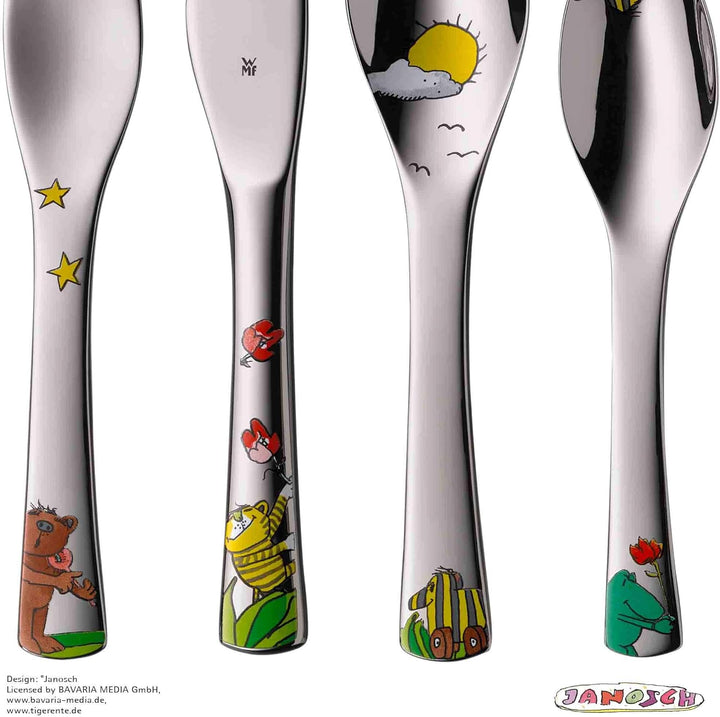 WMF Janosch Kinderbesteck Set 4-teilig, Cromargan poliert & Biene Maja Kinderbesteck Set 4-teilig, K