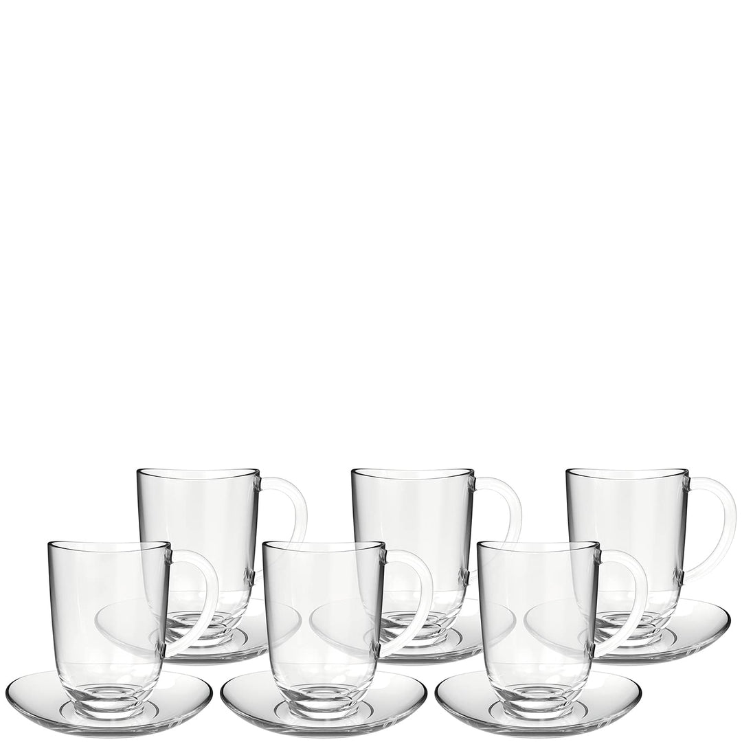 Leonardo Napoli Latte Macchiato-Tassen und Unterteller 12er Set, spülmaschinengeeignete Kaffee-Gläse