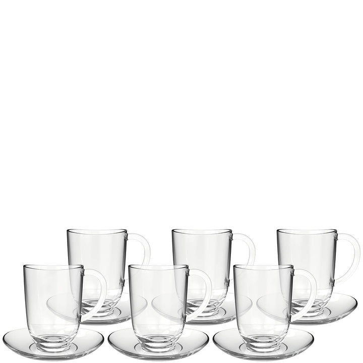 Leonardo Napoli Latte Macchiato-Tassen und Unterteller 12er Set, spülmaschinengeeignete Kaffee-Gläse