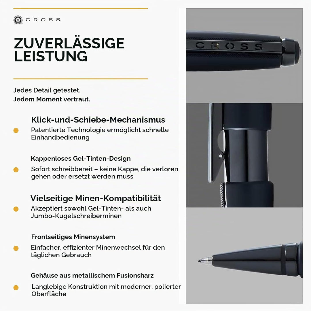 Cross Edge Rollerball (Strichstärke M, Schreibfarbe: schwarz, nachfüllbar, inkl. Premium Geschenkbox