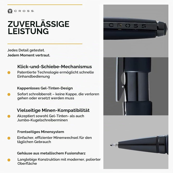 Cross Edge Rollerball (Strichstärke M, Schreibfarbe: schwarz, nachfüllbar, inkl. Premium Geschenkbox
