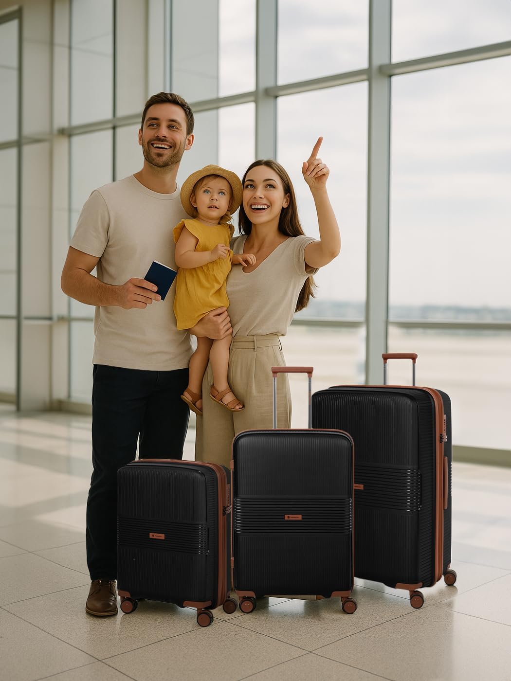 Eco Edition nachhaltiges Hartschalen Koffer-Set 3-teilig | Trolleys mit Dehnfalte erweiterbar um 6 c