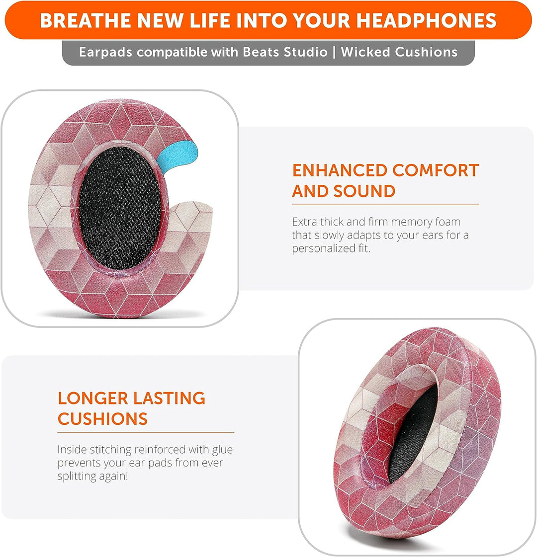 WC Wicked Cushions Ersatz-Ohrpolster für Beats Studio 2 & 3 (B0501, B0500) Wired & Wireless | Passt