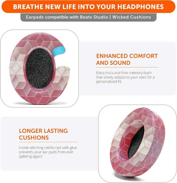 WC Wicked Cushions Ersatz-Ohrpolster für Beats Studio 2 & 3 (B0501, B0500) Wired & Wireless | Passt