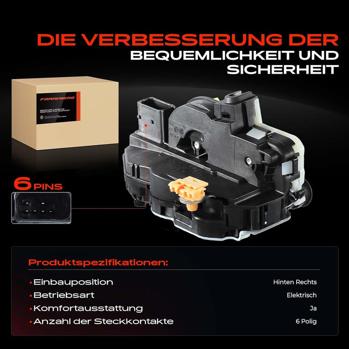 Frankberg Türschloss Stellmotor Hinten Rechts 6-Polig Kompatibel mit Cruze J300 Stufenheck 2009-2016