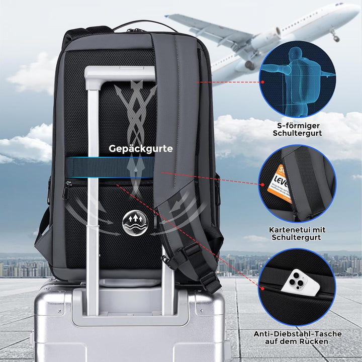 FENRUIEN Laptop rucksack/Laptoprucksack 17 Zoll 26-35L Erweiterbarer, Business & Reise-Backpack mit