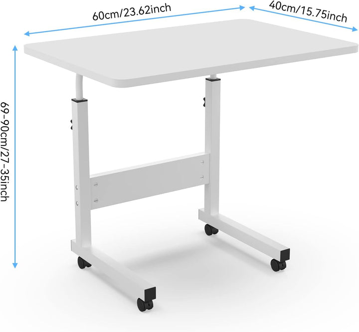 Laptoptisch mit Rollen, 60x40cm Computertisch Laptoptisch Höhenverstellbarer 69-90cm, Schreibtisch C