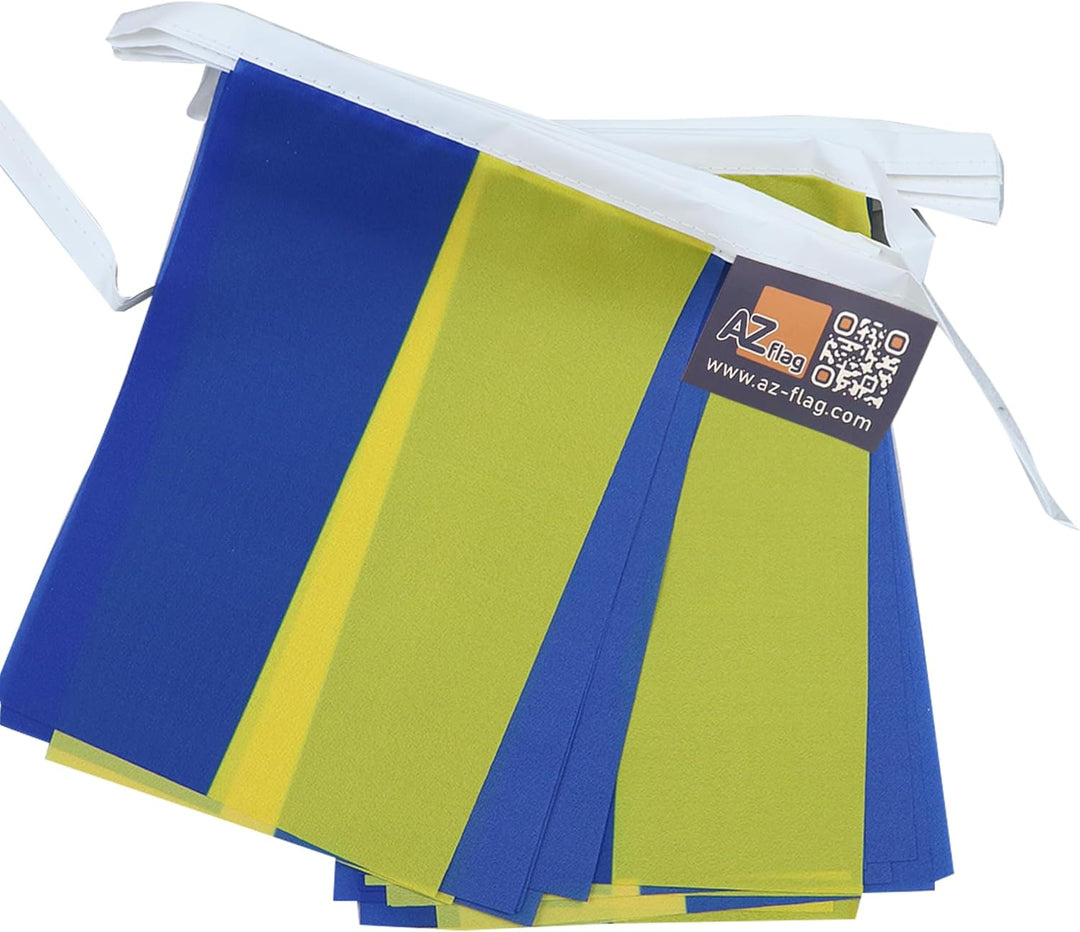 AZ FLAG FAHNENKETTE Ukraine 12 Meter mit 20 flaggen 45x30cm- UKRAINISCHE Girlande Flaggenkette 30 x