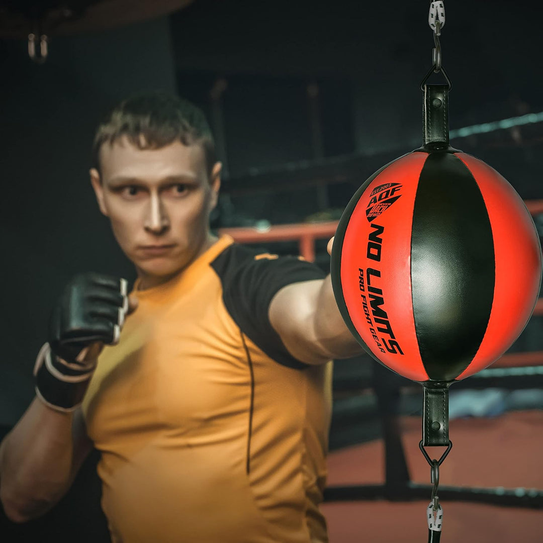 AQF Boxen Doppelendball Rex Leder Boxbirne Set MMA Punchingball Erwachsene Training Speedball Set Sc