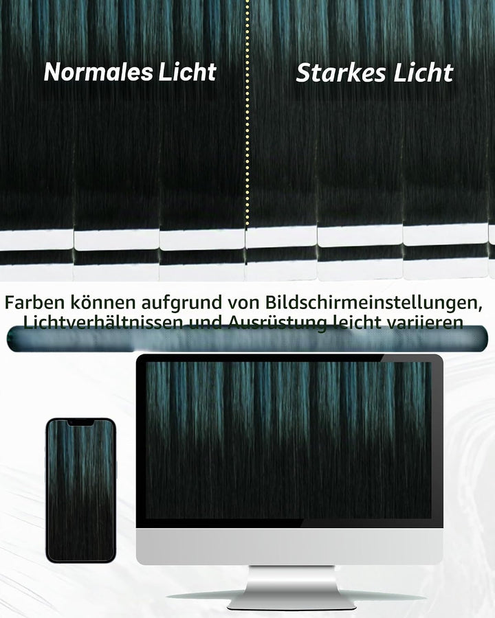 RUNATURE Tape in Extensions Echthaar Schwarz Ombre Grün Echthaar Extensions Tape 35cm 20 Stück 40g 