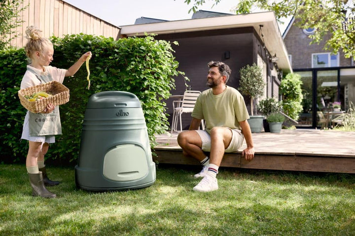 Elho Green Basics Komposter 200L - Komposter Garten - 100% Recyceltem Plastik - Ø L 66.6 x B 65.0 x