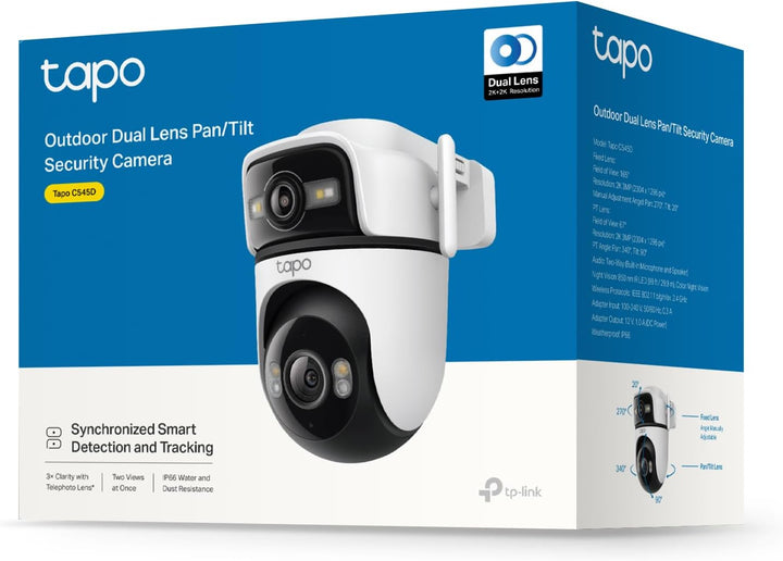 Tapo C545D Outdoor Überwachungskamera | 2K Dual-Objektiv | 165° Weitwinkel & 6mm Teleobjektiv | Smar