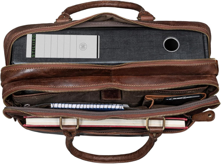 STILORD Drake Businesstasche Leder Gross Vintage Aktentasche XL Ledertasche Laptoptasche für Arbeit