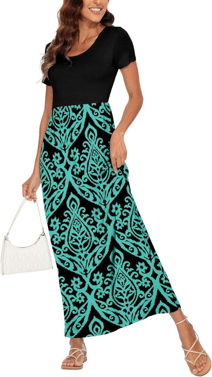 DEARCASE Damen Maxi Kleid Sommer Mutterschaft Casual Langarm/Kurzarm Floral Lose Lange Kleider Plus