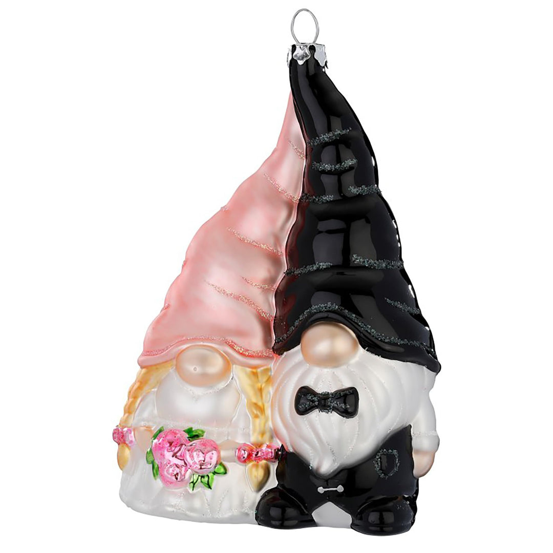 Christbaumschmuck Glas 12,5cm - Hochzeitswichtel Figur zum Aufhängen - handbemalt - Weihnachtsbaum A
