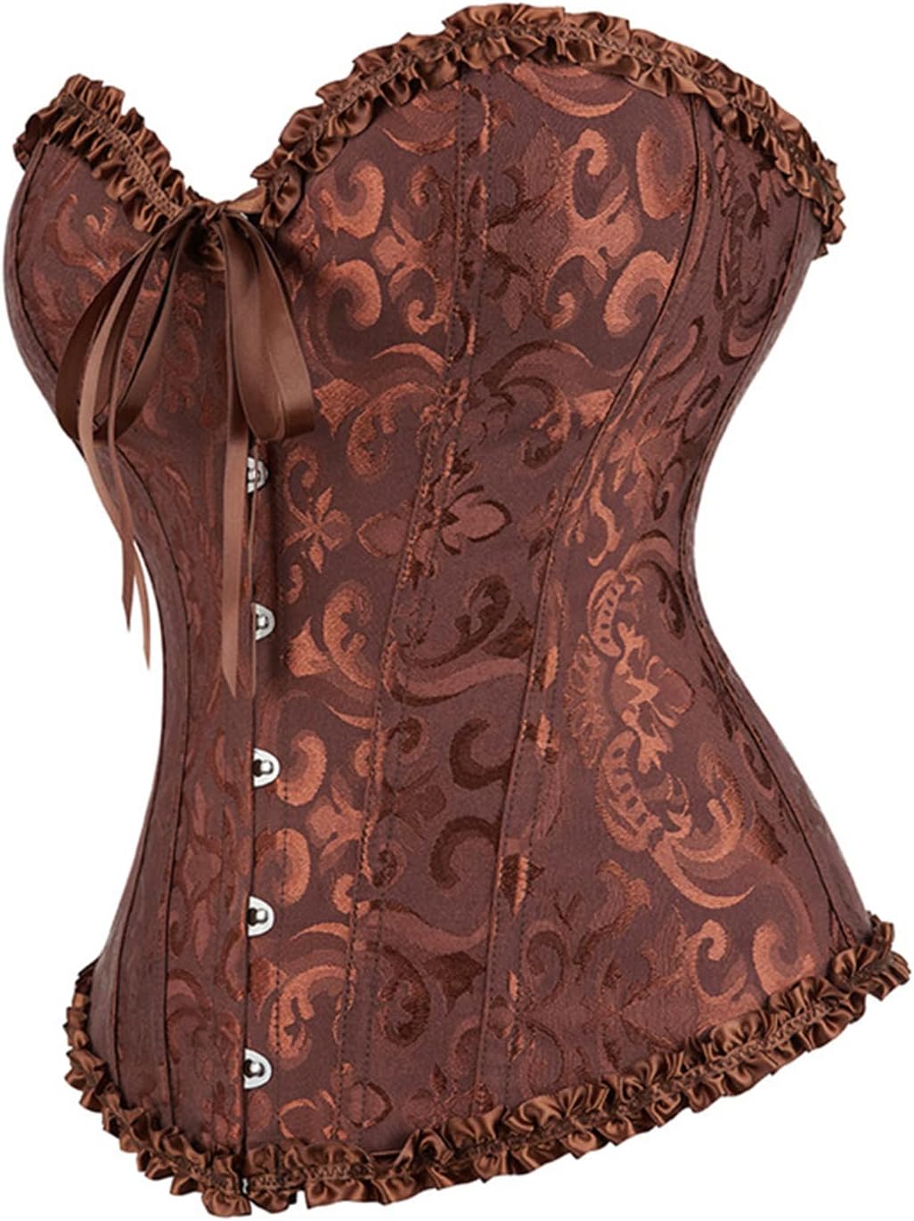 Damen Korsett Bauchweg Vollbrust Corsage Top Gothic Burlesque Schnüren Bustier Braun S, Braun S