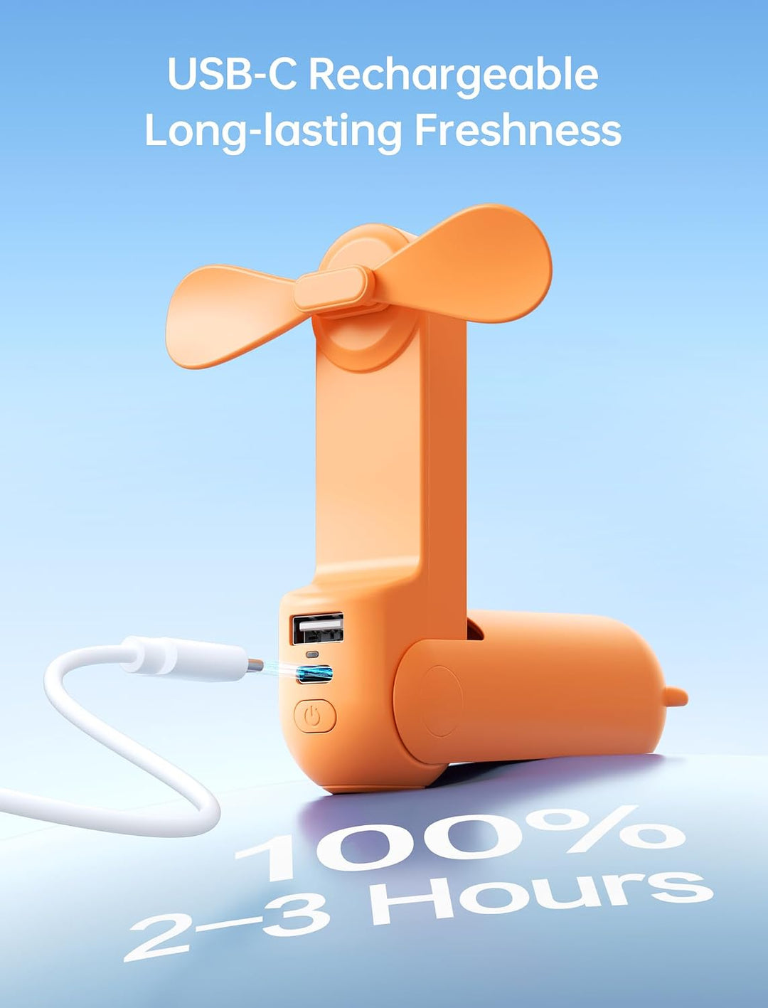 JISULIFE Mini-Handventilator, 3-in-1 USB wiederaufladbarer tragbarer Ventilator [12–19 Betriebsstund