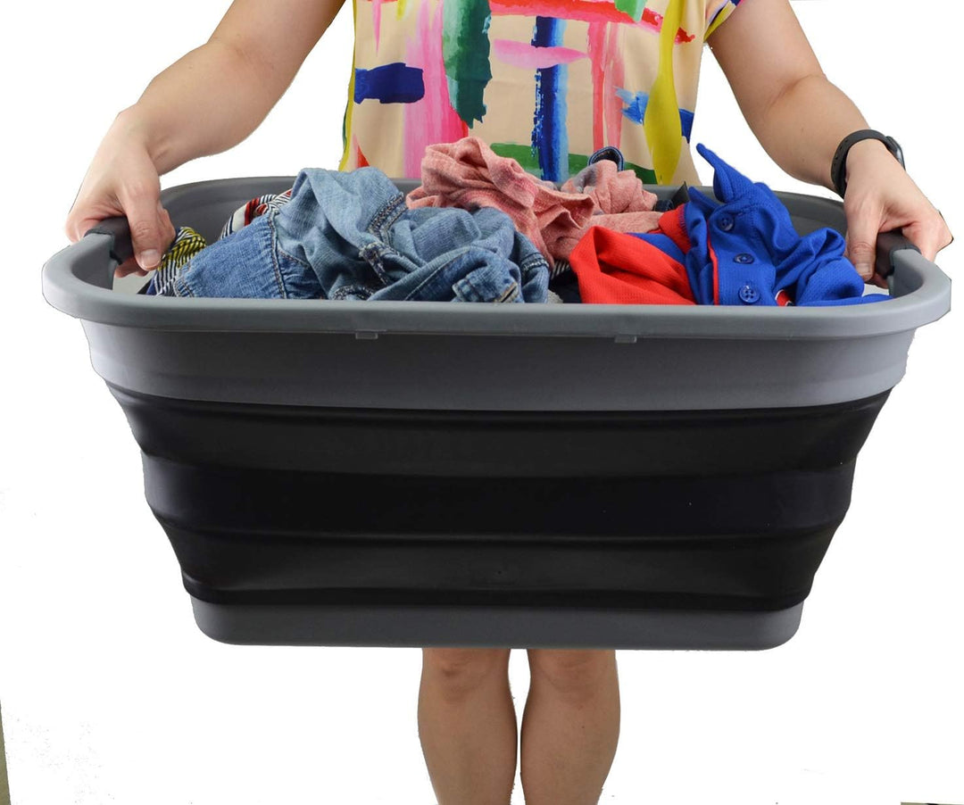 SAMMART 41L (2.5 Gallons) Collapsible Plastic Laundry Basket - Foldable Pop Up Storage Container/Org