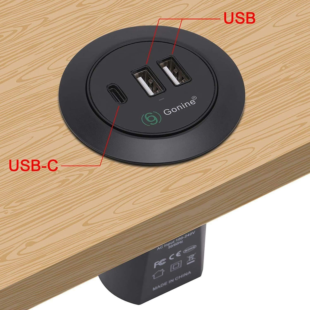 Gonine Desktop Power Tülle mit USB, versteckter Steckdose, Desktop-Ladestation, mit 1 Typ C- und 2 U