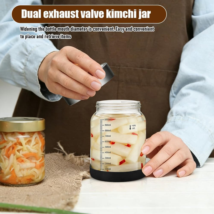 Fermentierglas mit Deckel, 1l Gärglas mit Entlüftungsventil, Fermentiergläser mit Gärventil, Gärglas