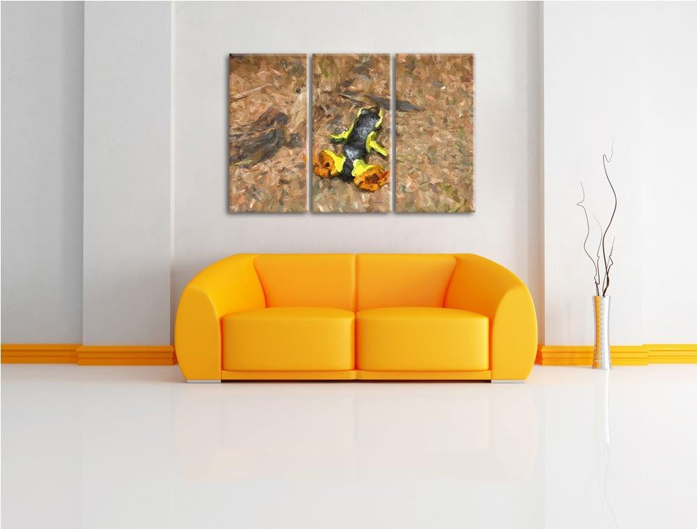 kleiner Färberfrosch auf Waldboden NewArt 3-Teiler Leinwandbild 120x80 Bild auf Leinwand, XXL riesig