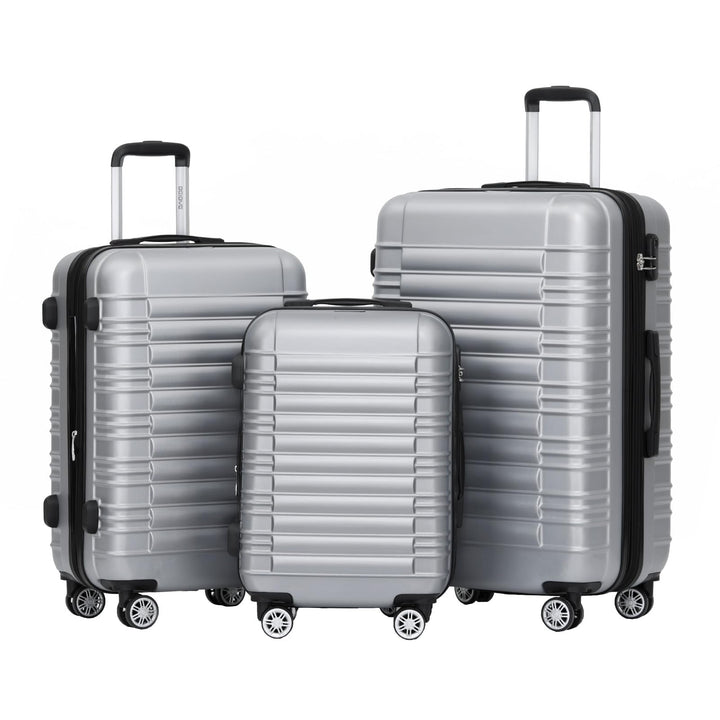BEIBYE Reisekoffer 2088 Hartschalekoffer Gepäck Koffer Trolley Set, Kofferset in 14 Farben (Silver)