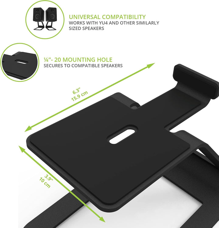Kanto SE4 Elevated Desktop Speaker Stands for Midsize Speakers | Universal Compatibility | Supports
