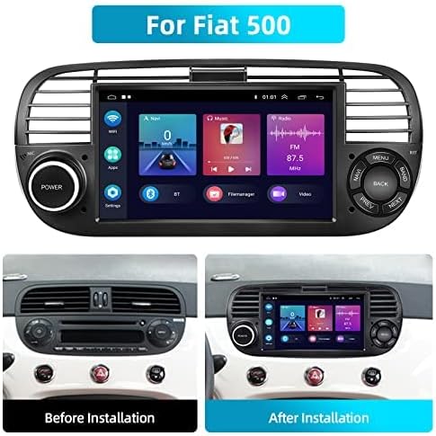 Podofo Android Autoradio für FIAT 500 2007-2015 Radio Wireless Carplay Android Auto, 7 Zoll Bildschi