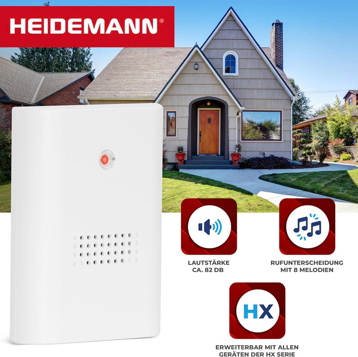 HEIDEMANN Funkklingel Set HX One - Erweiterbare Klingel - Batteriebetrieben - Funk Klingel - inkl. S