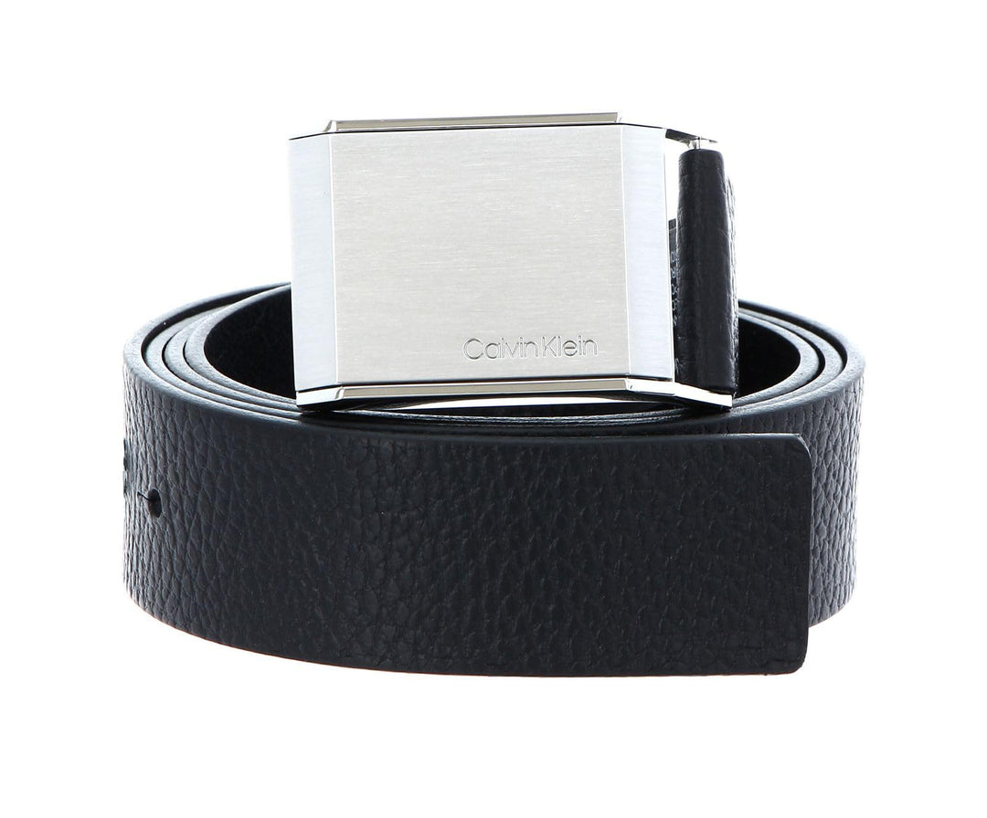 Calvin Klein Beveled Plaque 35MM Belt W90 CK Black