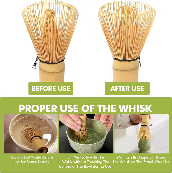 Matcha Tea Set,6 Piece Matcha Besen Set, with Matcha Whisk, Broom,Matcha Schale,Matcha Bowl with Spo