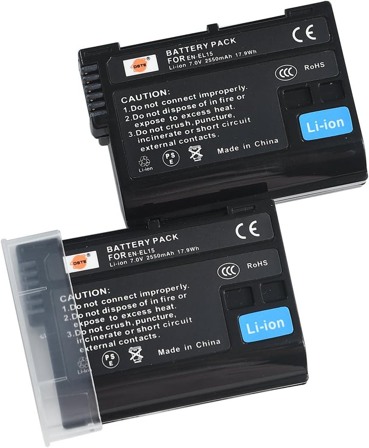 DSTE MB-D11 Batteriegriff + 2X EN-EL15 Batterie + USB Ladegerät Kompatibel für Nikon D7000