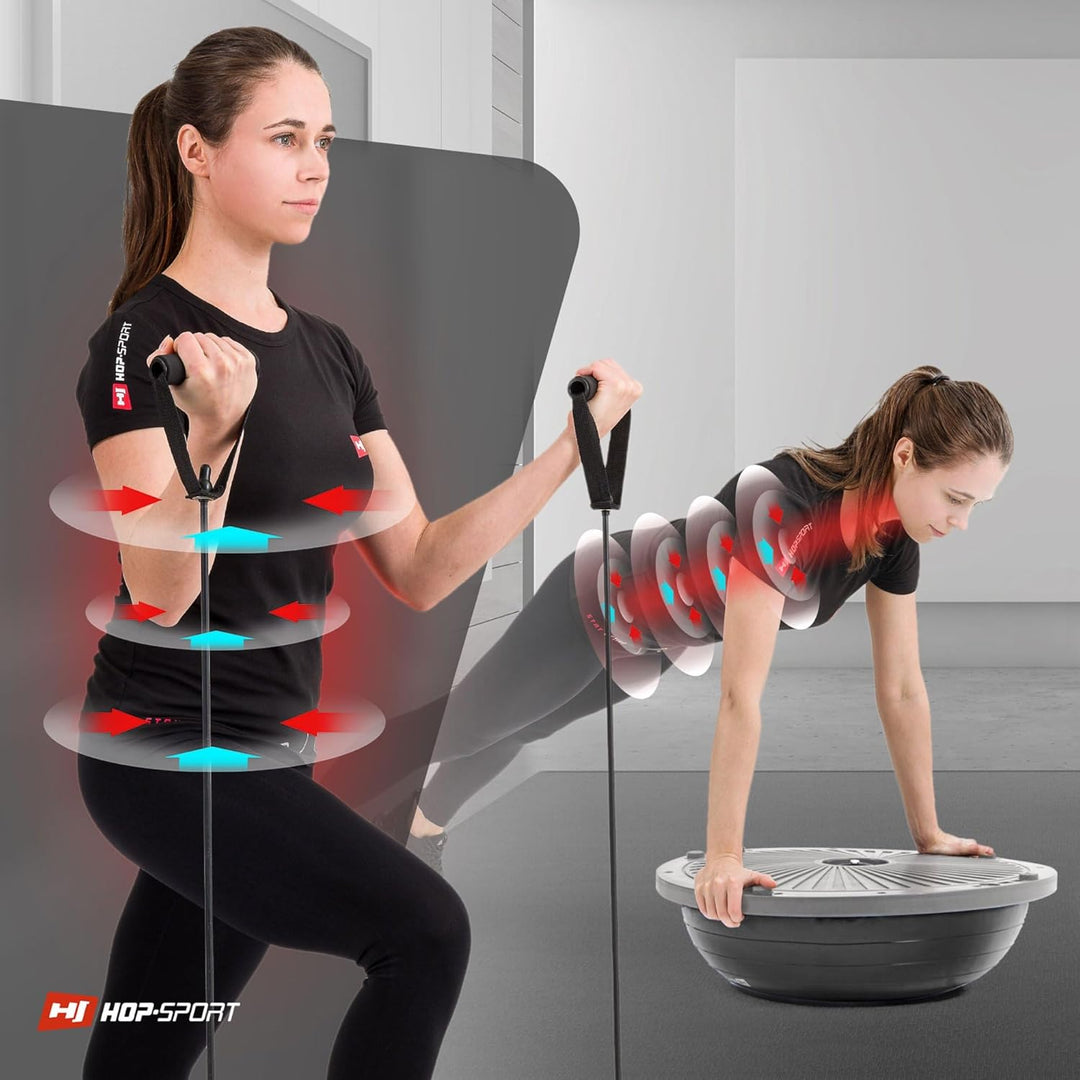 Hop-Sport Balance Ball HS-L058B Balancetrainer Gymnastikball mit Expander & Pumpe für Fitness, Stabi