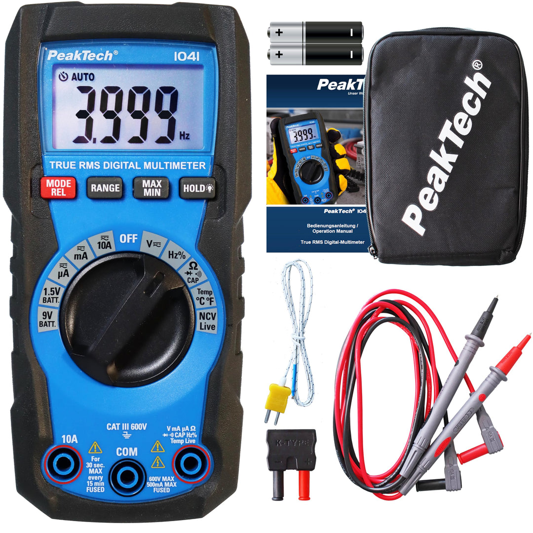PeakTech 1041 – True RMS Digital Multimeter, Auto-Range, 4.000 Counts, Durchgangsprüfer, Mehrfach-Me