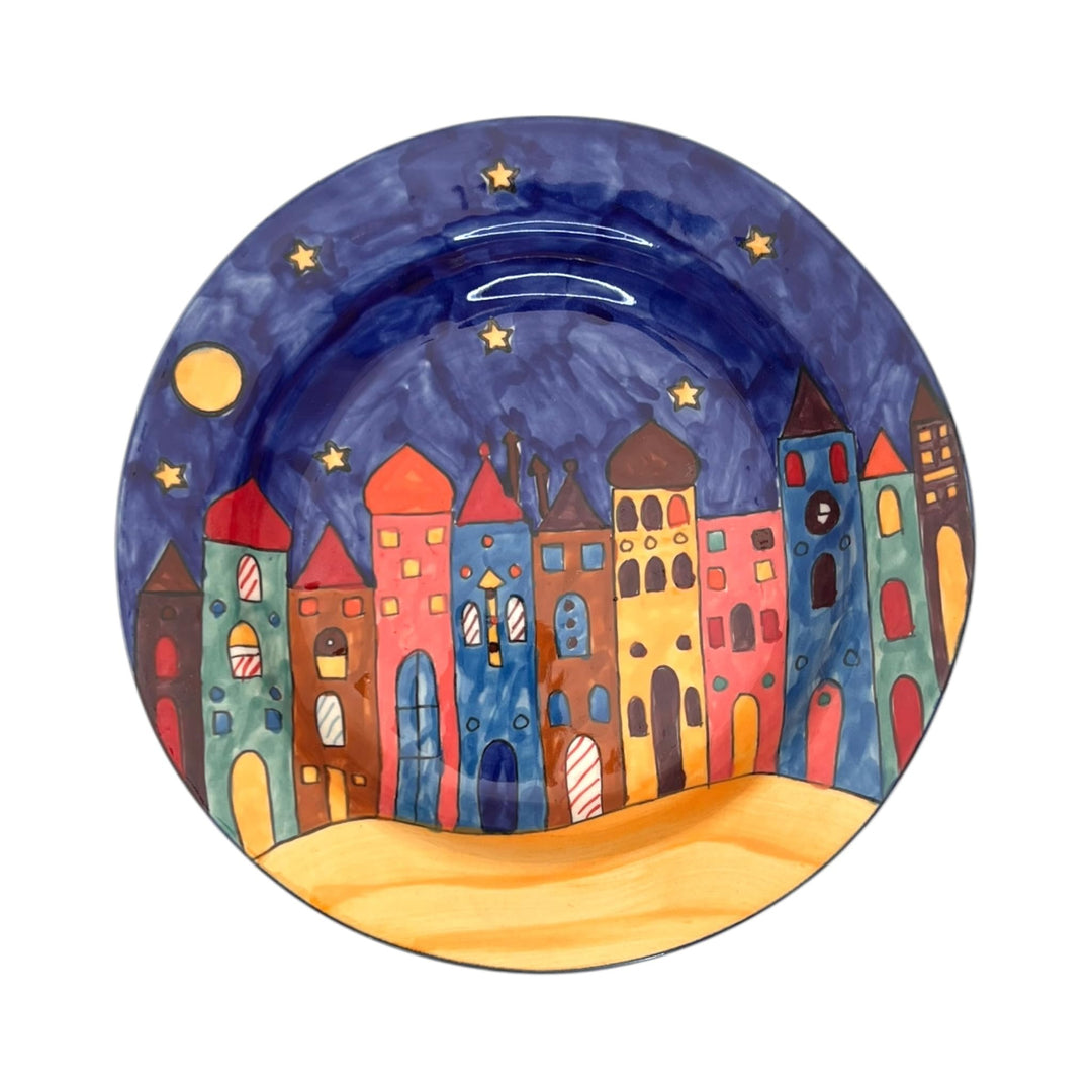 Gall&Zick Speiseteller Teller bunt bemalt Deko Geschirr Handbemalt Village Design (25cm Suppenteller