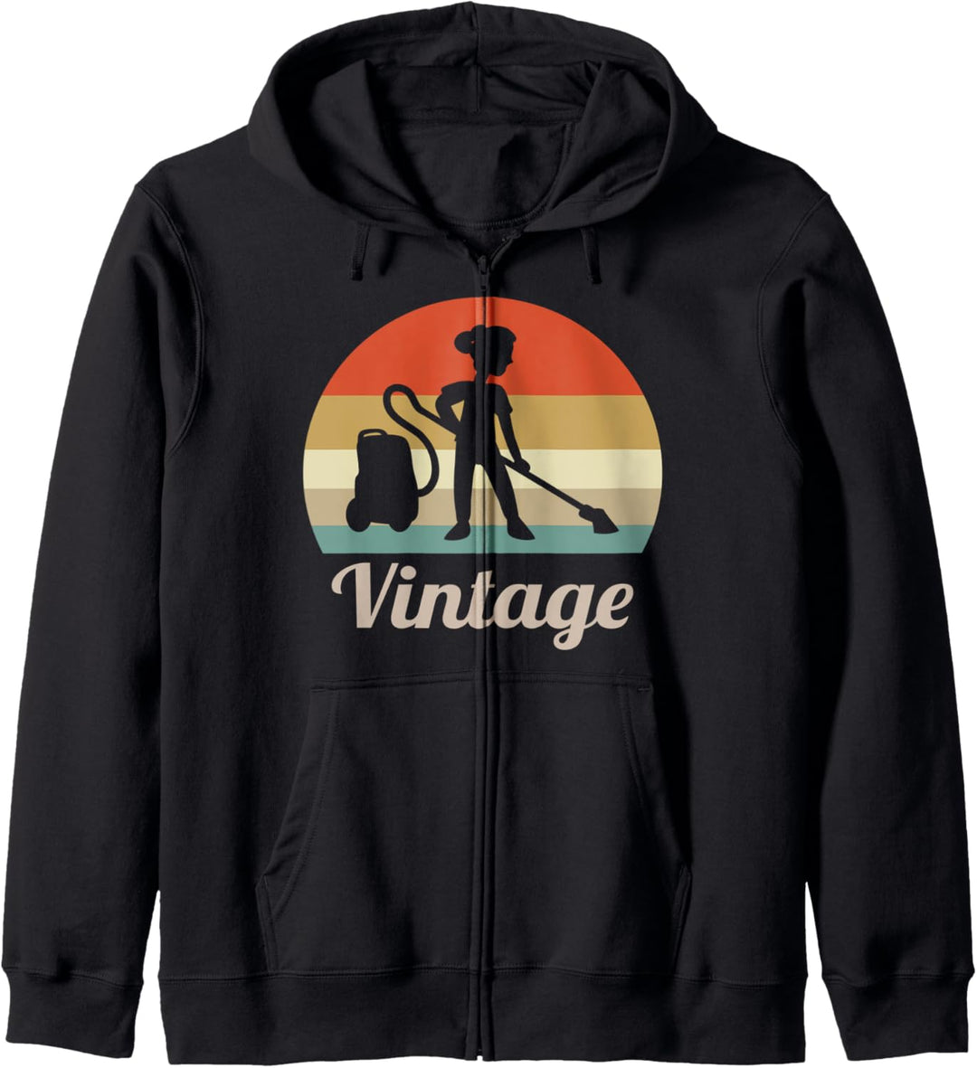 Putzfrau Beruf Gebäudereinigung Staubsauger Retro Vintage Kapuzenjacke