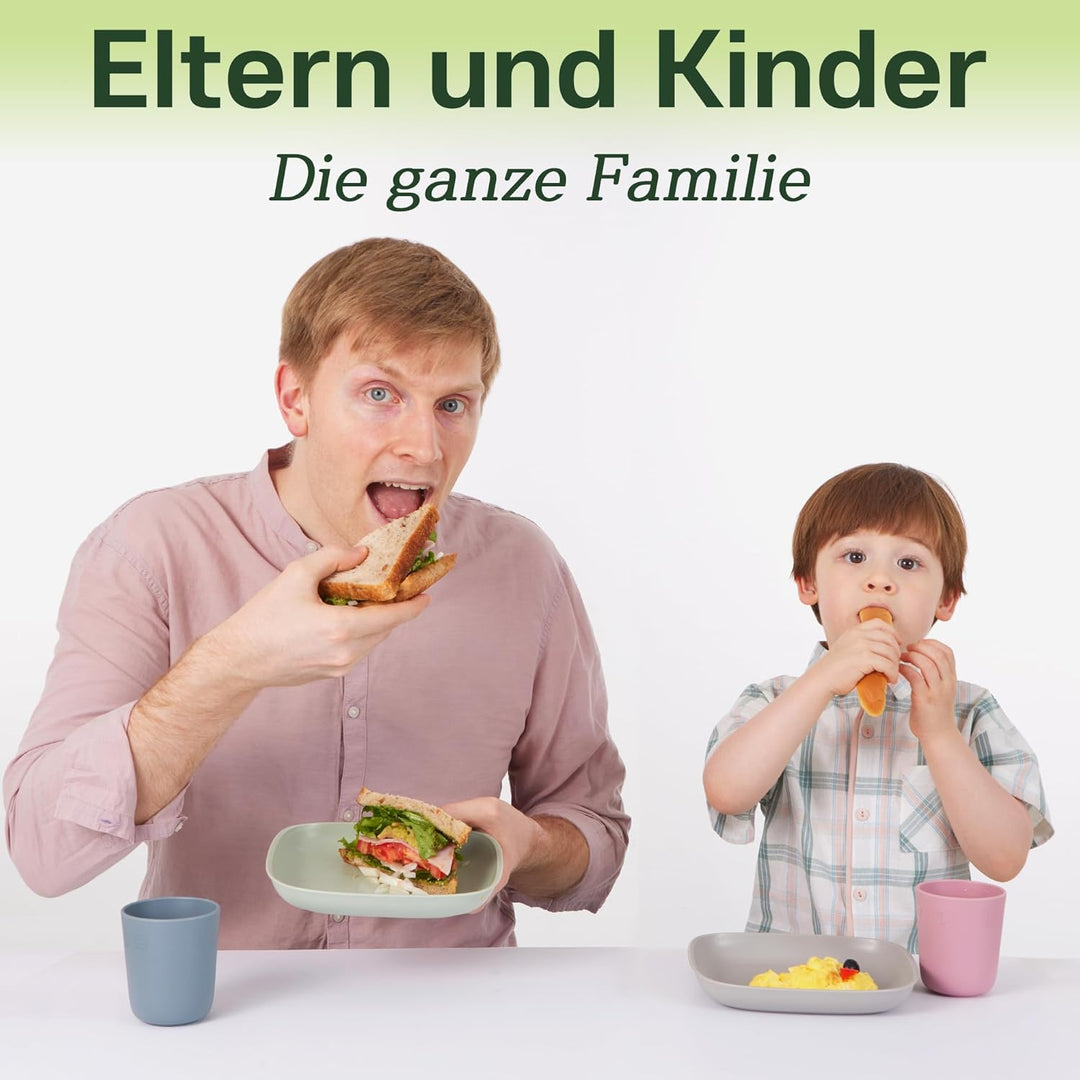 ZUCKERROHR Kinder Teller 5er Pack (20 cm) - Bio Geschirr für Kleinkinder - LFGB &amp; USDA zertifiziert