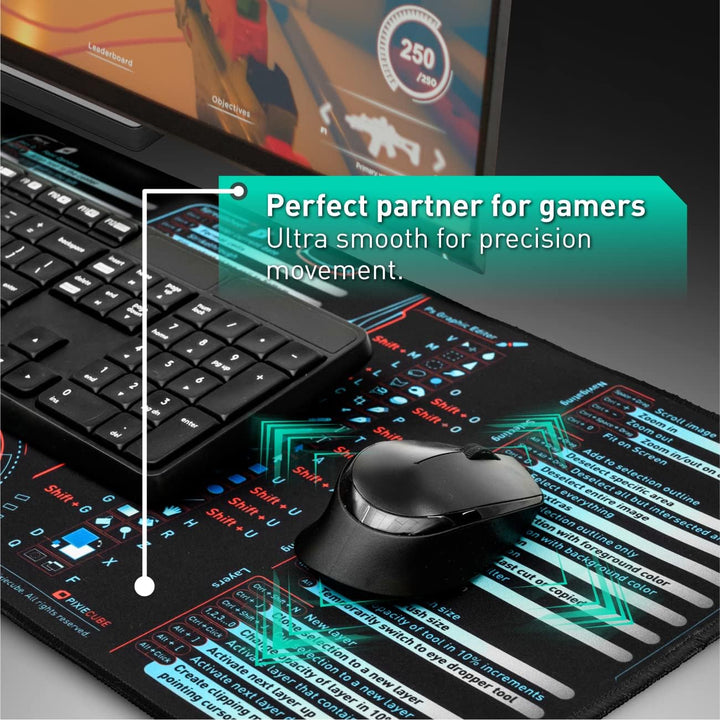 Windows, Office, Excel und Adobe Photoshop-Tastenkombinationen, erweitertes grosses Mauspad | Gaming