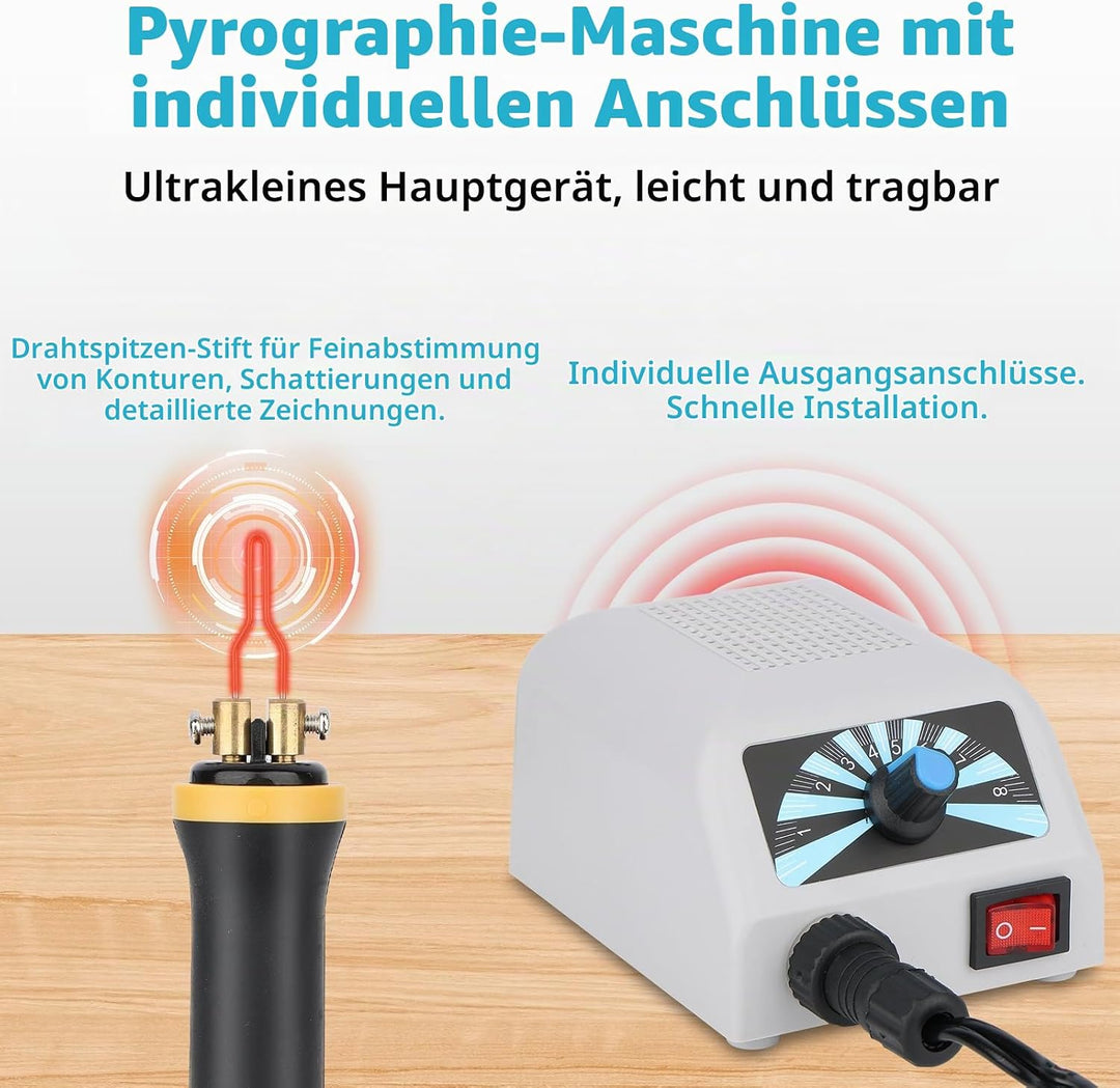 Holzverbrennungsset mit 30 Brennspitzen, 60W Brandmalerei-Maschine,einstellbare Temperatur 100–800 ℃
