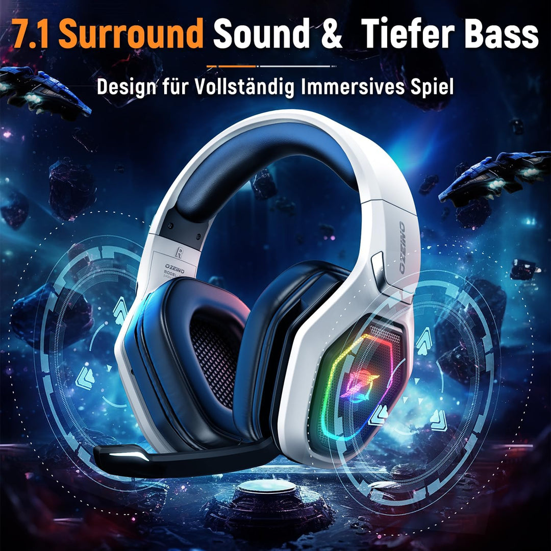 Ozeino OW810 Gaming Headset, Type-C & USB Schnittstelle 2.4GHz Wireless Headset mit, Bluetooth Heads
